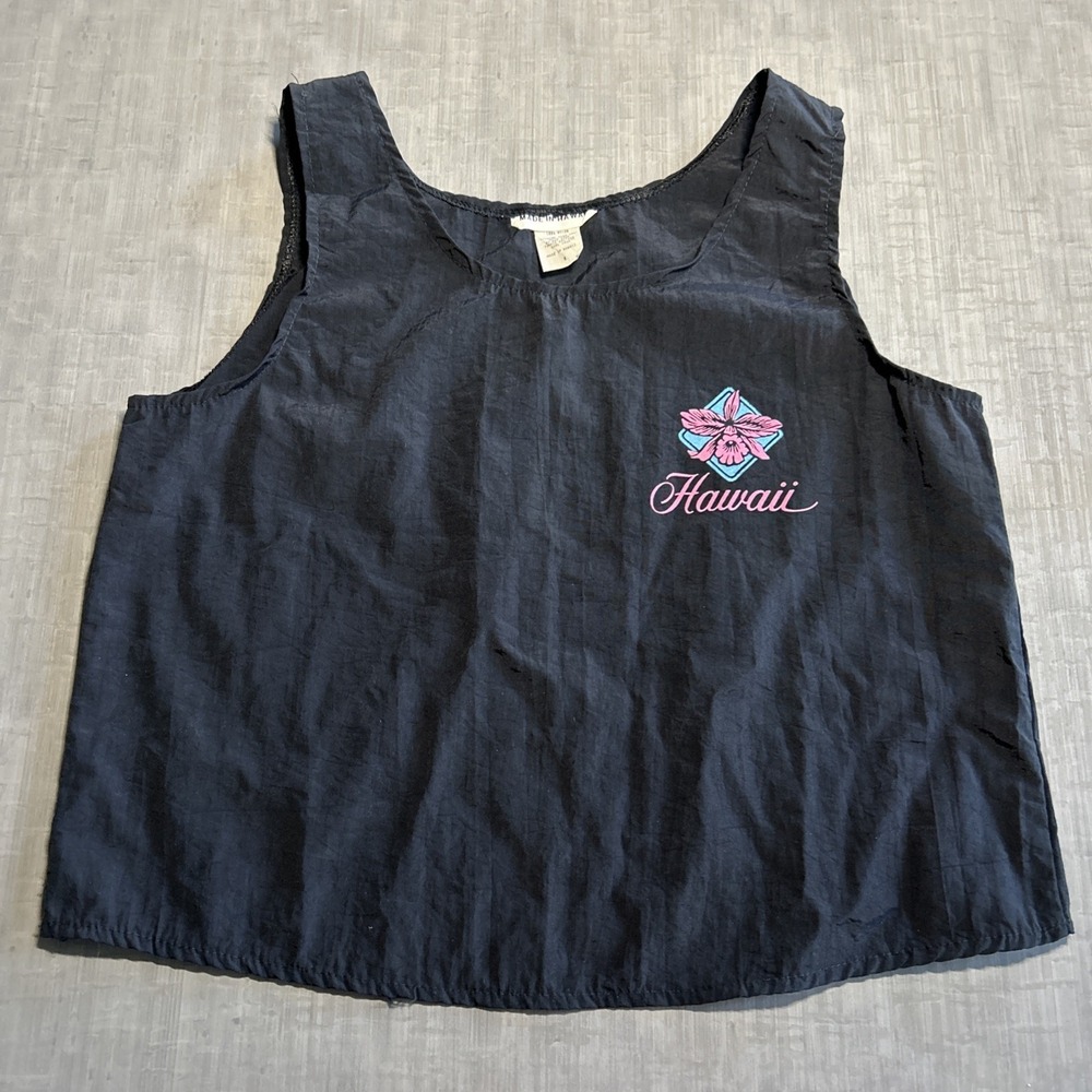 VINTAGE 90's Hawaii Women's Medium Tank Top Cropped Shirt Beach Floral USA